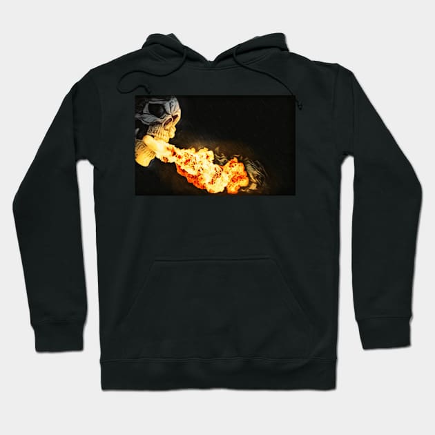 Skull blowing Hell Fire Hoodie by Boztik-Designs